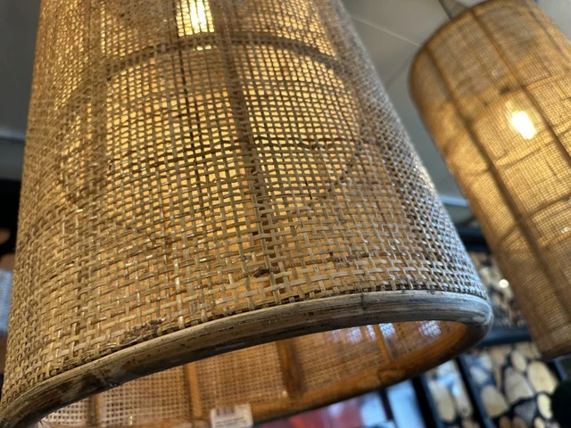 Pendelleuchte Rattan, Lampe Rattan, Hängelampe Rattan, Höhe 60 cm