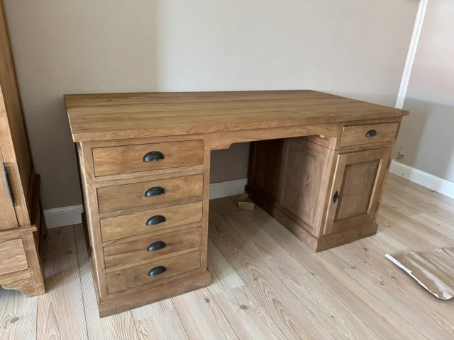 Schreibtisch Teakholz, Tisch Teak, Schreibtisch Massivholz, Breite 160 cm