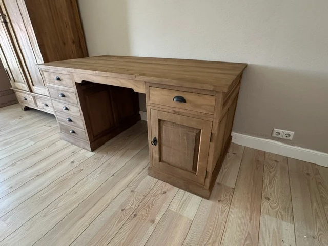 Schreibtisch Teakholz, Tisch Teak, Schreibtisch Massivholz, Breite 160 cm