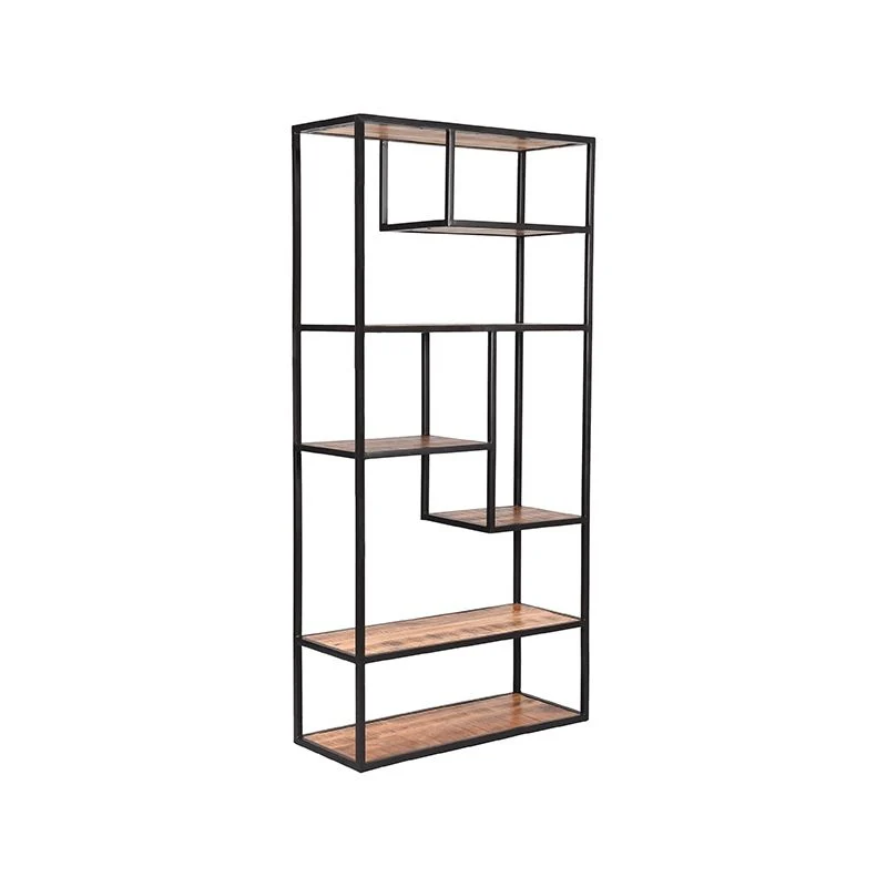Bücherregal braun-schwarz Holz, Metall Regal schwarz, Regal Holz schwarz, Breite 87 cm