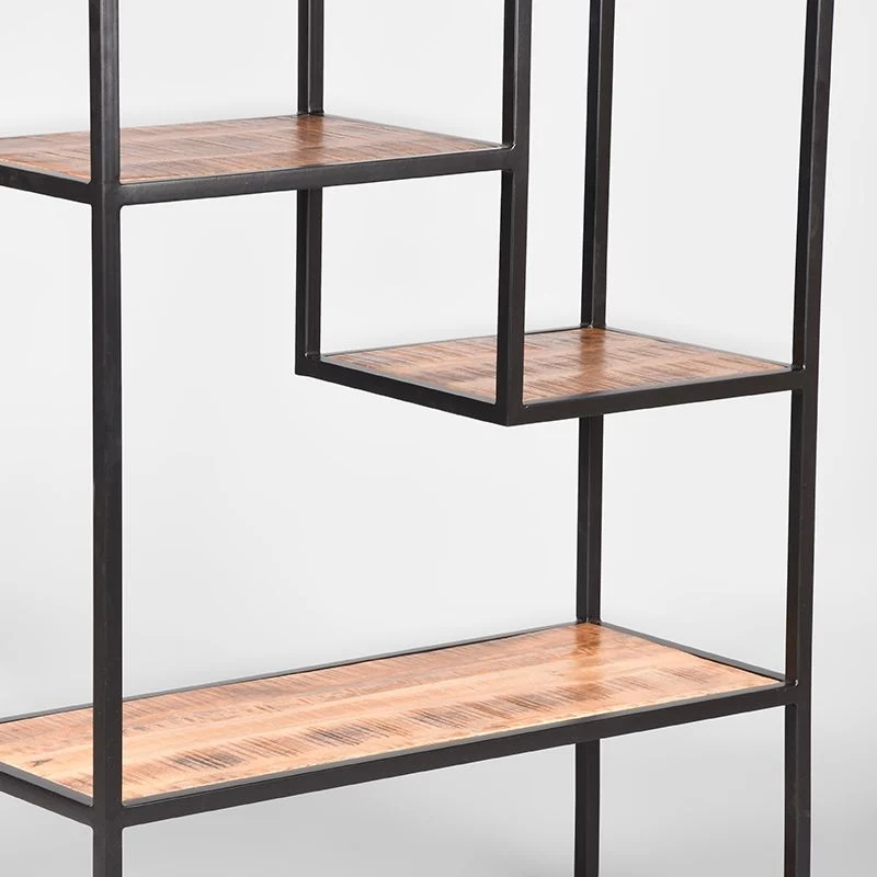 Bücherregal braun-schwarz Holz, Metall Regal schwarz, Regal Holz schwarz, Breite 87 cm