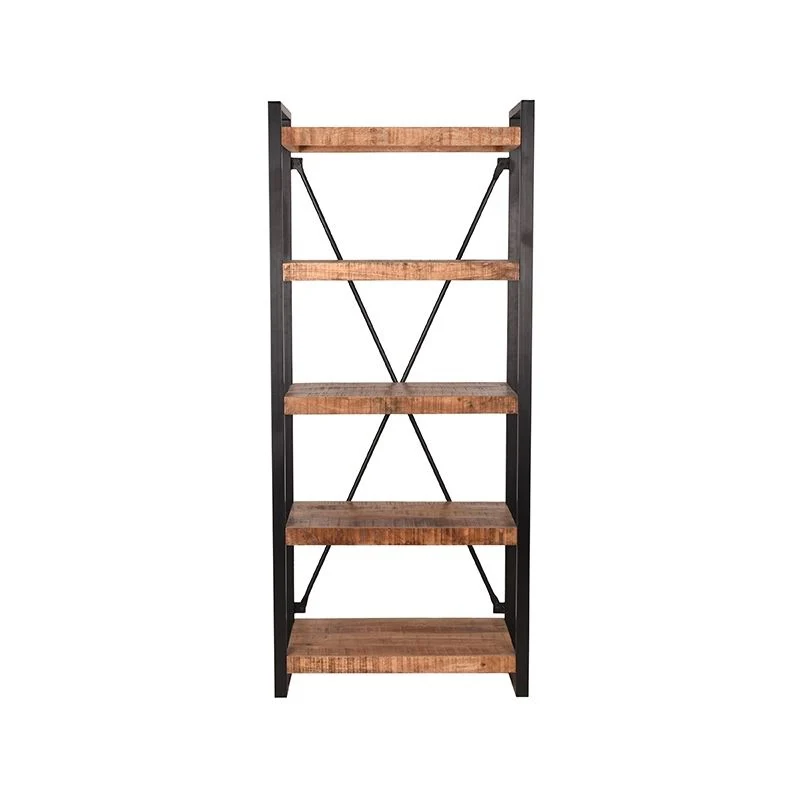 Bücherregal braun-schwarz Holz, Metall Regal schwarz, Regal Holz schwarz, Breite 80 cm