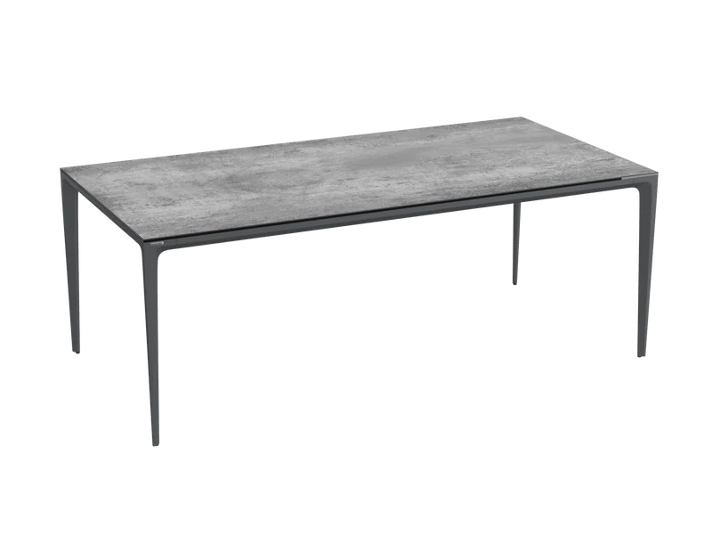 Outdoor Esstisch Farbe grau-anthrazit, Gartentisch anthrazit-grau Marmoroptik, Keramik Gartentisch grau, Maße 200 cm