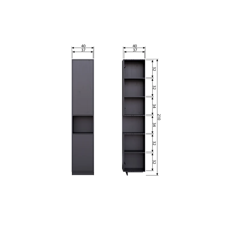 Finca stauschrank 40 cm holz tiefschwarz