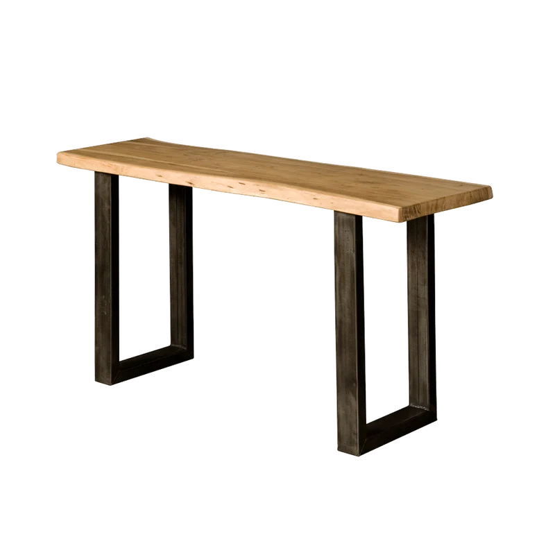Konsole Naturbaumkante Massivholz, Wandtisch Metallgestell schwarz, Konsole Massivholz Natur-braun, Breite 150 cm