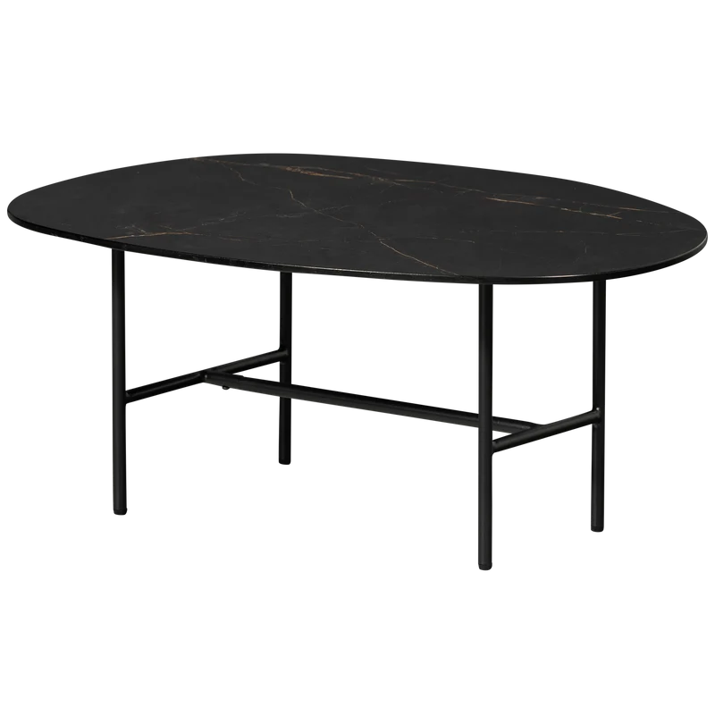 Vajen couchtisch mit marble look top schwarz 80x60cm