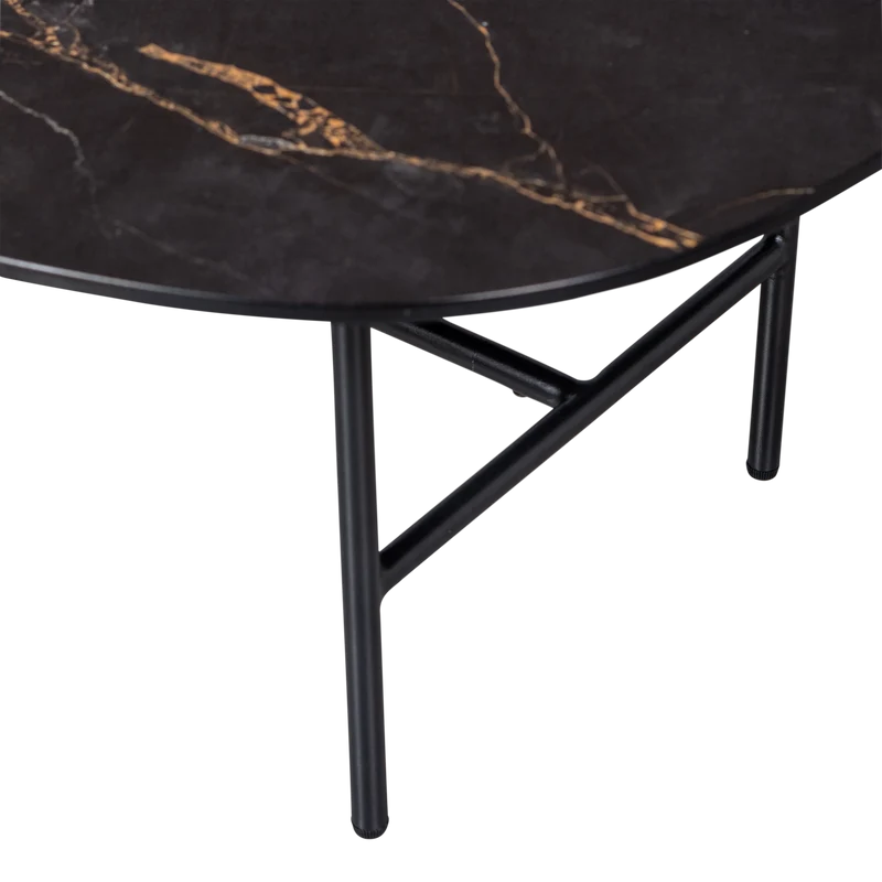 Vajen couchtisch mit marble look top schwarz 80x60cm