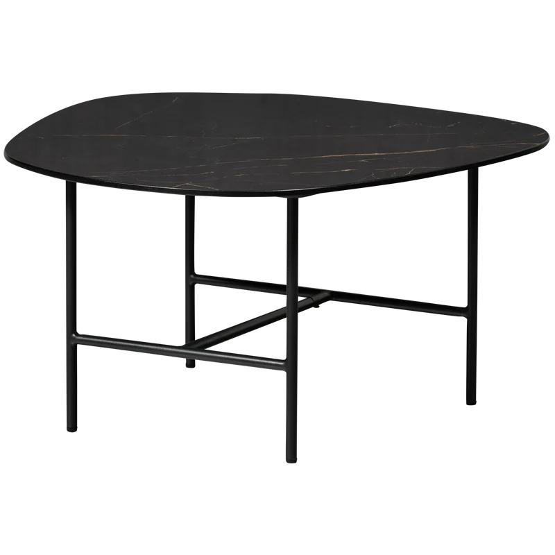 Vajen couchtisch mit marble look top schwarz 70x70 cm