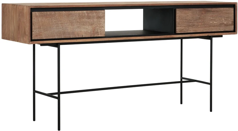 Konsole schwarz Naturholz braun, Breite 160 cm