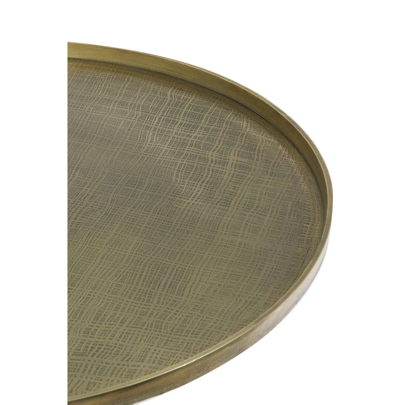 Couchtisch rund Gold-schwarz, runder Couchtisch Metall, Couchtisch Bronze Metall Gestell schwarz, Durchmesser 75 cm