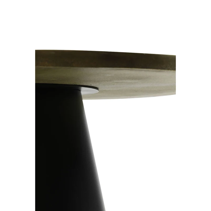 Couchtisch rund Gold-schwarz, runder Couchtisch Metall, Couchtisch Bronze Metall Gestell schwarz, Durchmesser 75 cm