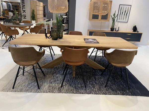Esstisch massiv Eiche, Tisch Gestell aus Massivholz, Tisch Eiche massiv, Maße 220 x 105 cm