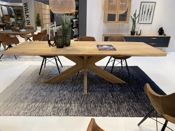 Esstisch massiv Eiche, Tisch Gestell aus Massivholz, Tisch Eiche massiv, Maße 240 x 110 cm