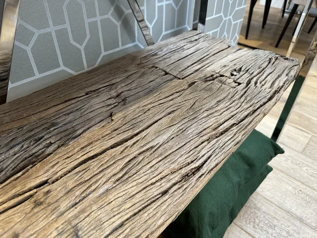 Regal Silber Altholz, Bücherregal Altholz Gestell verchromt, Breite 100 cm (Ausverkauft)