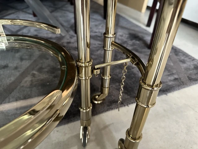 Barwagen Gold, Trolley Gold Glas-Metall, Servierwagen Gold, Breite 75 cm