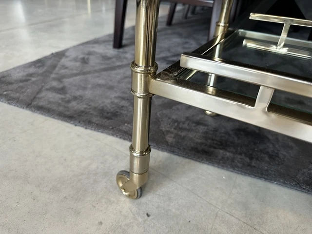 Barwagen Gold, Trolley Gold Glas-Metall, Servierwagen Gold, Breite 75 cm