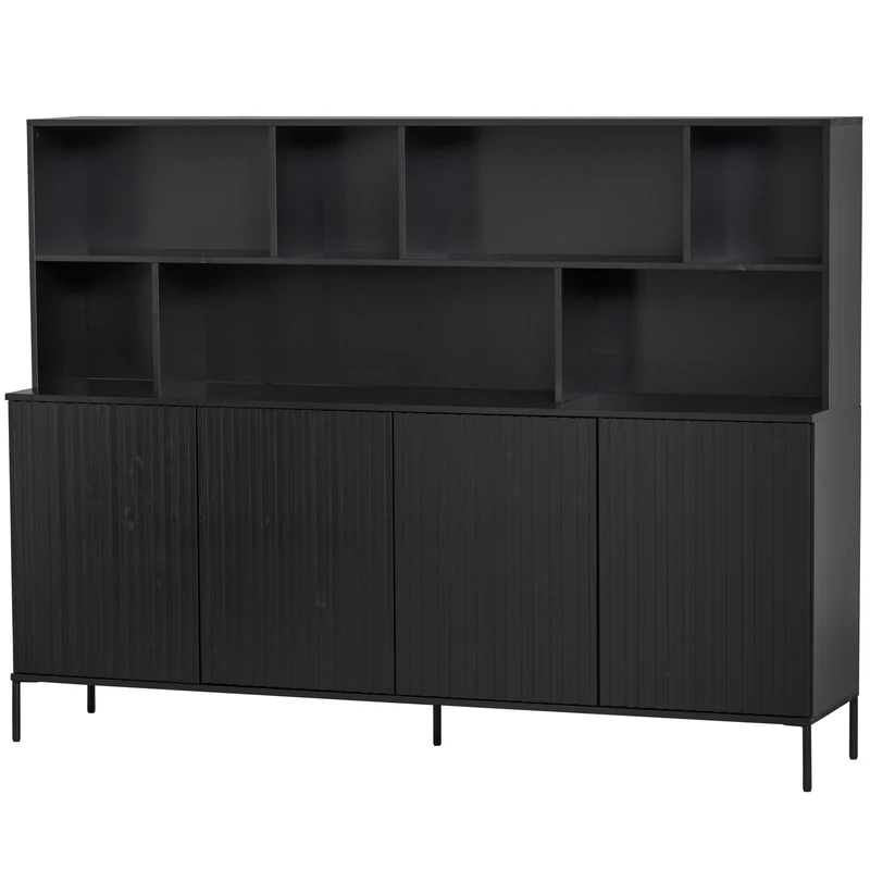 New gravure wandschrank kiefer schwarz