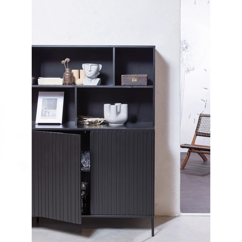 New gravure wandschrank kiefer schwarz