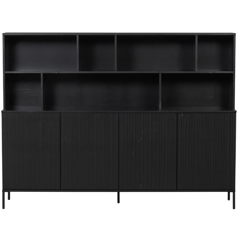 New gravure wandschrank kiefer schwarz