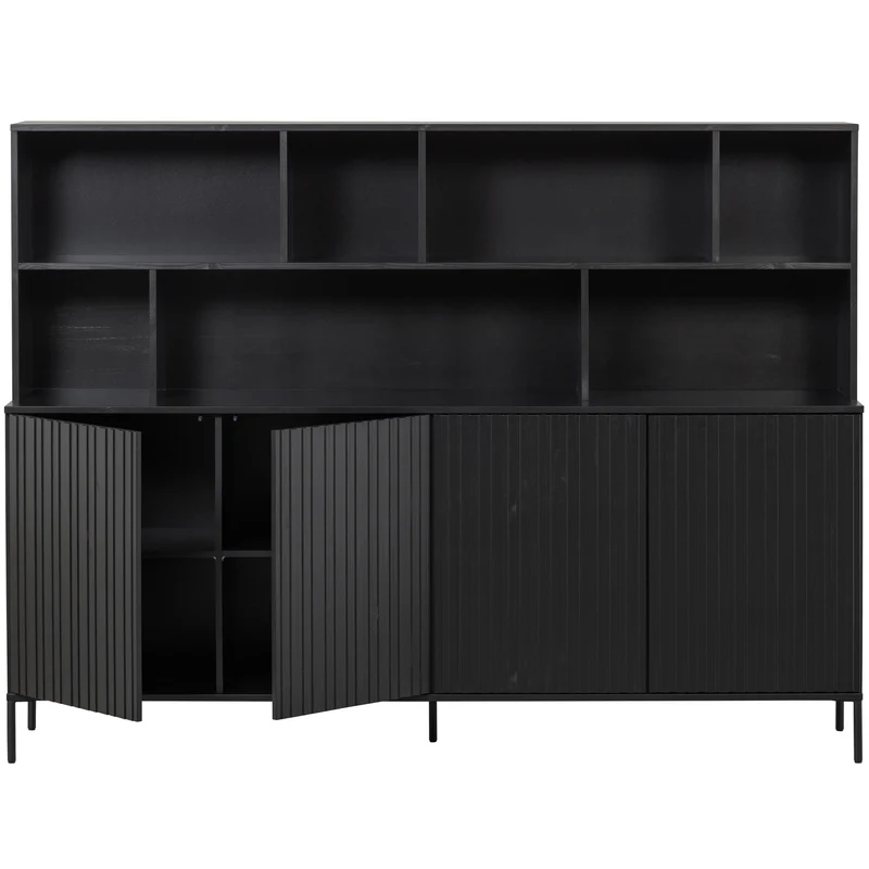 New gravure wandschrank kiefer schwarz