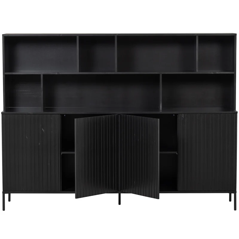 New gravure wandschrank kiefer schwarz