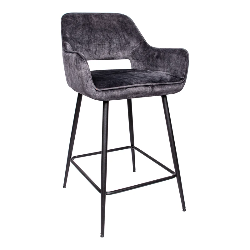 Barstuhl anthrazit, Barstuhl gepolstert Metall-Gestell, Sitzhöhe 65 cm