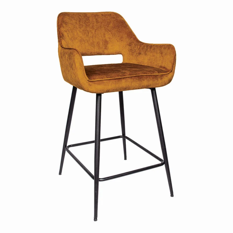 Barstuhl Senf-gelb, Barstuhl gepolstert Metall-Gestell, Sitzhöhe 65 cm