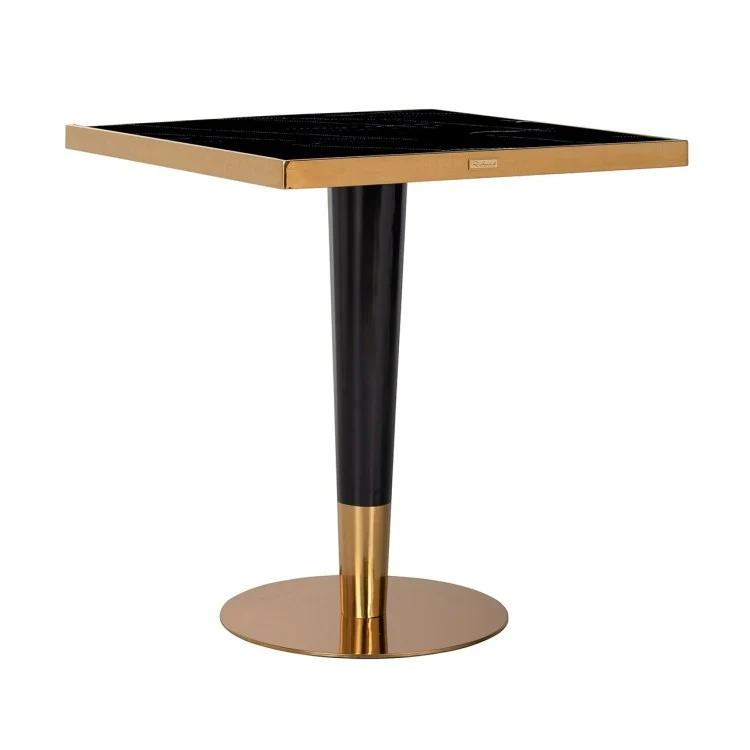 Bistrotisch Gold-schwarz, Esstisch Gold quadratisch, Tisch Gold-schwarz, Maße 70x70 cm