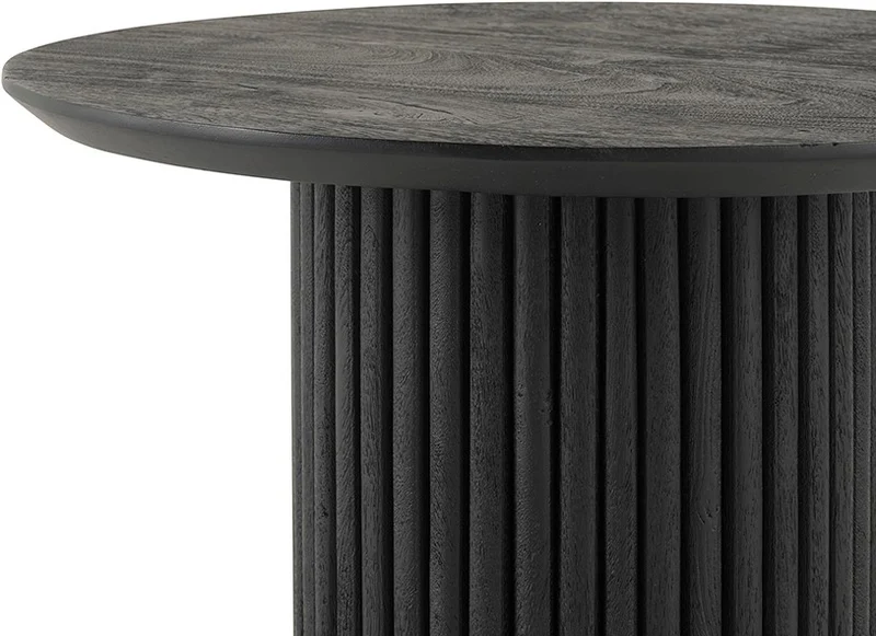 Couchtisch schwarz rund, Couchtisch rund schwarz Massivholz, runder Couchtisch Tischplatte Massivholz, Durchmesser 90 cm