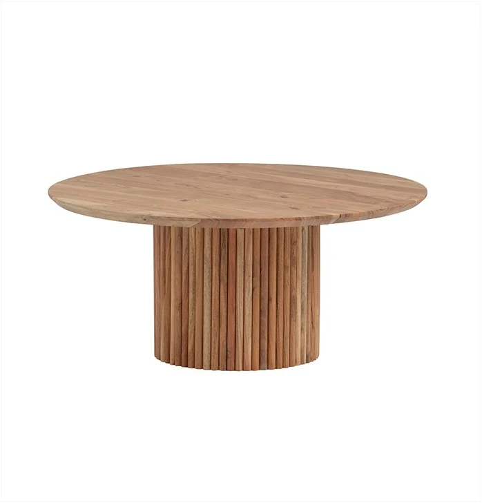 Couchtisch Naturholz rund, Couchtisch rund Naturholz-Farbe Massivholz, runder Couchtisch Tischplatte Massivholz, Durchmesser 90 cm