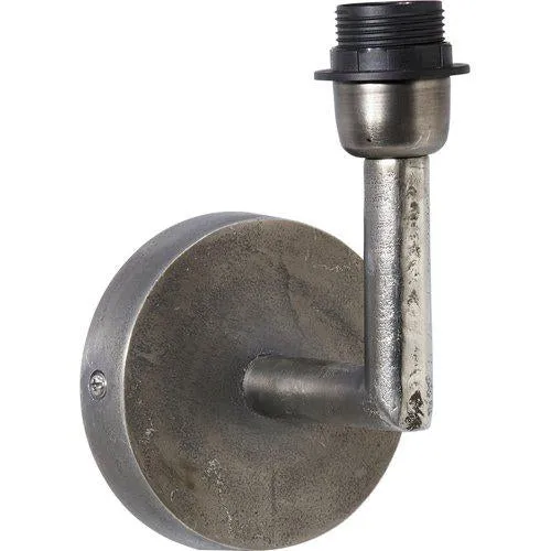 Wandlampe Silber-Antik, Metall Wandleuchte mit Lampenschirm weiß, Durchmesser 17-20 cm