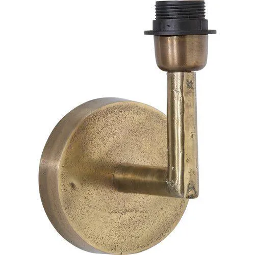 Wandlampe Gold-Antik, Metall Wandleuchte mit Lampenschirm weiß, Durchmesser 17-20 cm