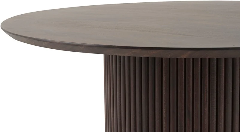 Couchtisch braun rund, Couchtisch rund braun Massivholz, runder Couchtisch Tischplatte Massivholz, Durchmesser 90 cm