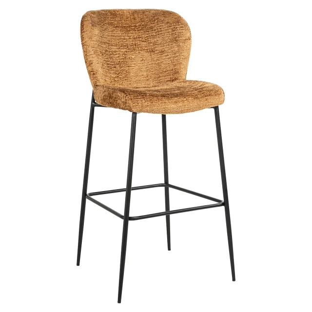 Barstuhl Senf-Gold, Barstuhl schwarze Stuhlbeine, Sitzhöhe 76 cm