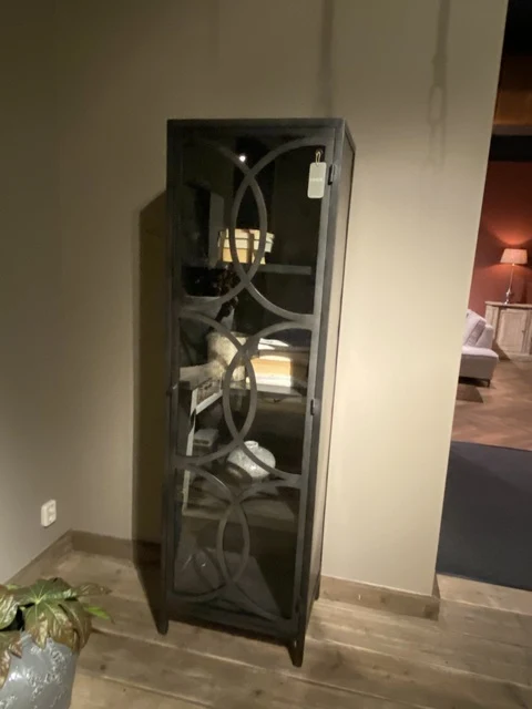 Sideboard schwarz Metall-Glas, Anrichte schwarz Metall, Breite 200 cm