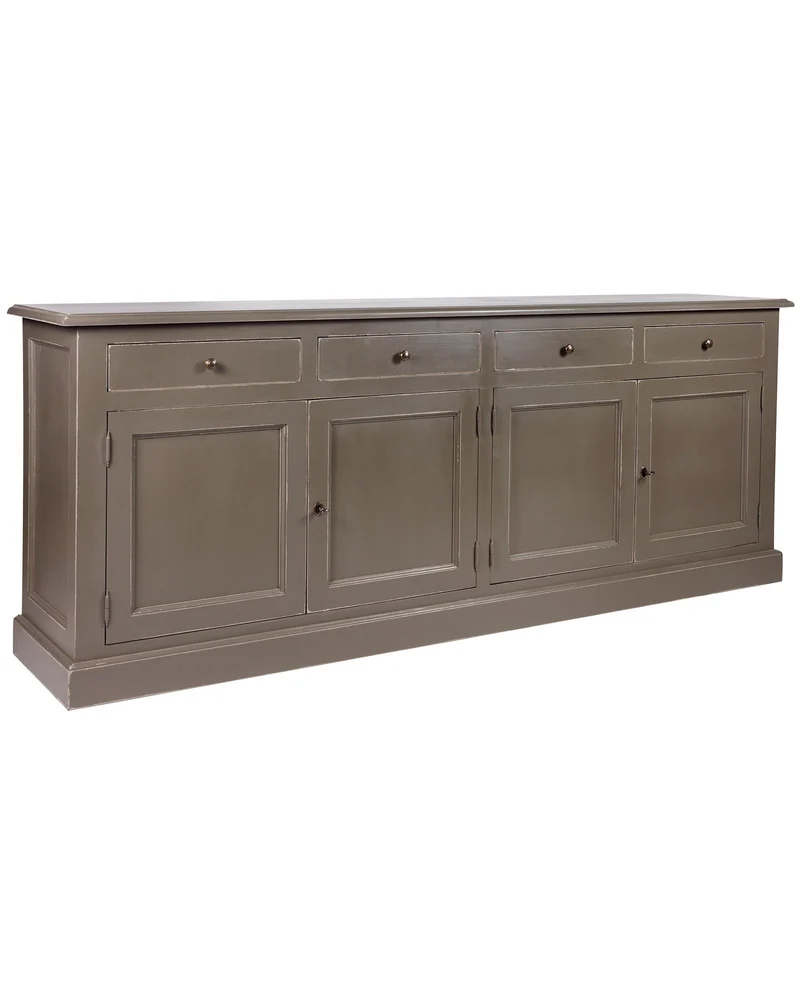 Buffetschrank weiß Landhausstil, Vitrine weiß Landhaus, Geschirrschrank weiß aus Massivholz, Küchenschrank weiß Landhaus, Breite 237 cm