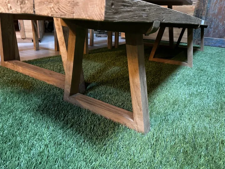 Gartentisch Esstisch Alt-Teakholz, Gartenesstisch Holz Teak, Massivholz Esstisch, Breite 250 cm
