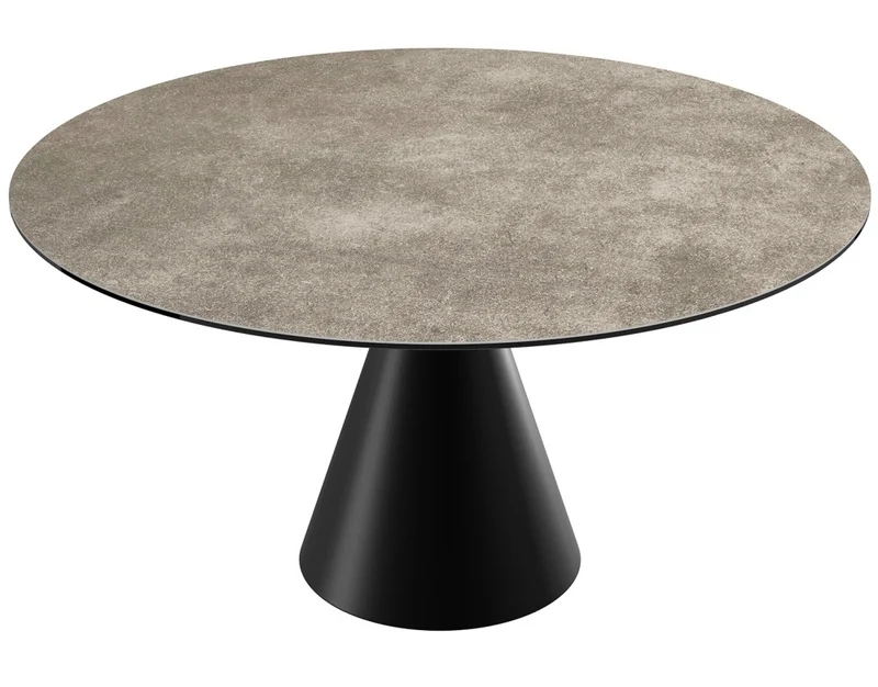 Esstisch rund Keramik-Tischplatte rund, runder Tisch Keramik Tischplatte, Tisch taupe-grau rund, Durchmesser 150 cm