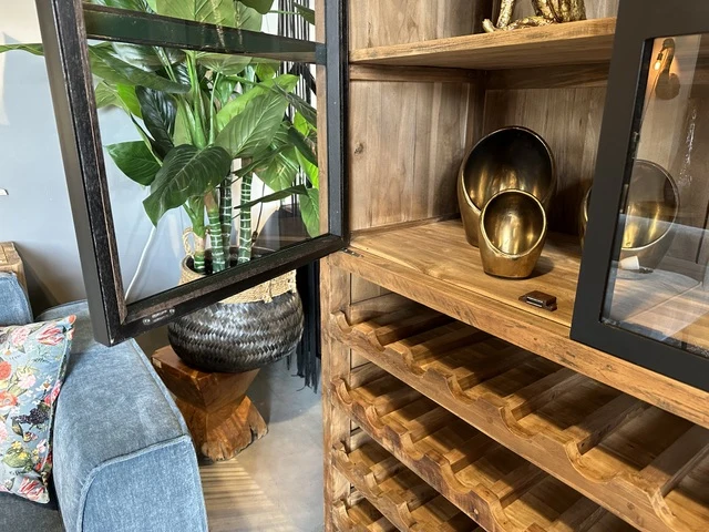 Vitrine Weinschrank Massivholz, Weinregal-Weinschrank, Breite 120 cm