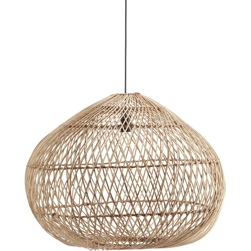 Hängelampe natürliches Rattan, Pendelleuchte Beige, Durchmesser 50 cm