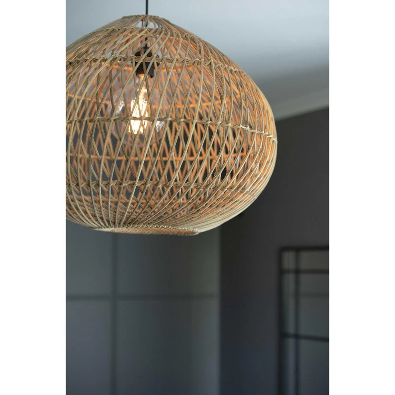 Hängelampe natürliches Rattan, Pendelleuchte Beige, Durchmesser 50 cm