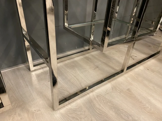 Metall Regal Silber, Regal Silber, Glas Regal verchromt, Bücherregal Silber, Höhe 220 cm