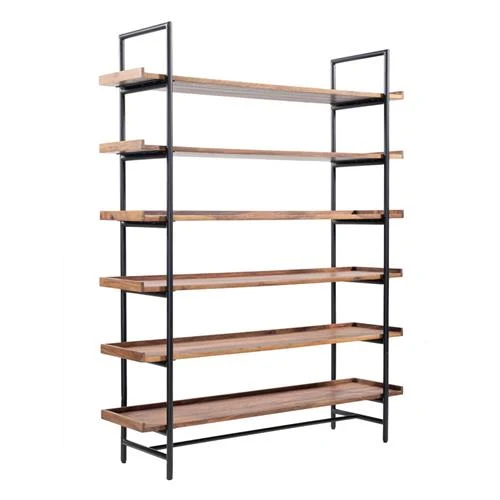 Regal Holz Metall-Gestell, Bücherregal Metall-Rahmen Massivholz, Breite 140 cm