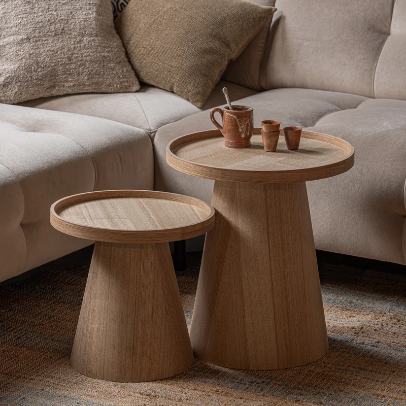Maud beistelltisch konisches holz natur 38xø39 cm