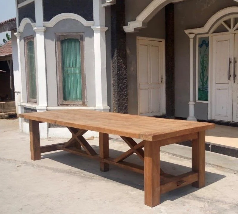 2,2 Meter Esstisch Massivholz, Tisch Holz Landhausstil, Konferenztisch Holz, Breite 220 cm