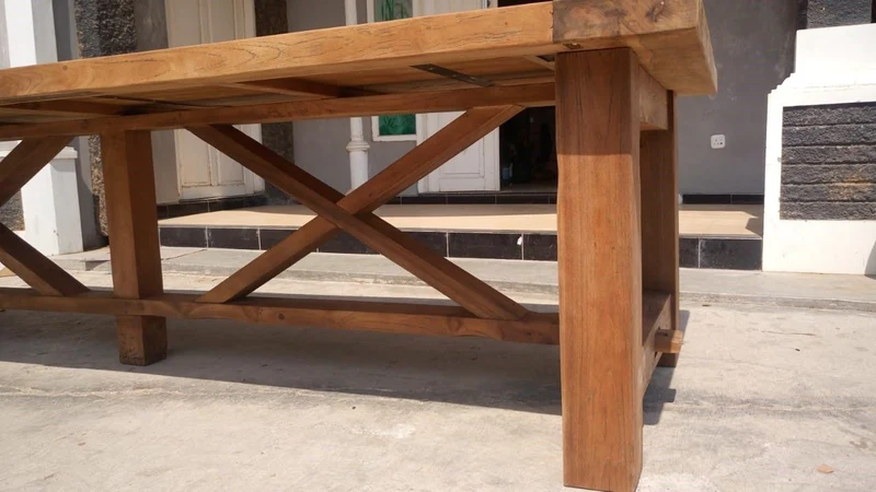 2,2 Meter Esstisch Massivholz, Tisch Holz Landhausstil, Konferenztisch Holz, Breite 220 cm