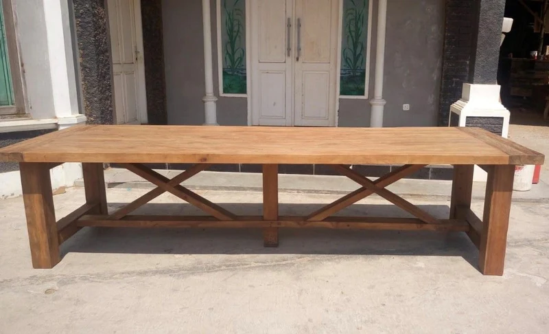 2,2 Meter Esstisch Massivholz, Tisch Holz Landhausstil, Konferenztisch Holz, Breite 220 cm