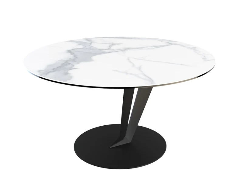 Couchtisch rund Keramik-Tischplatte, runder Couchtisch Keramik Tischplatte, Tisch rund Marmoroptik, Durchmesser 75 cm