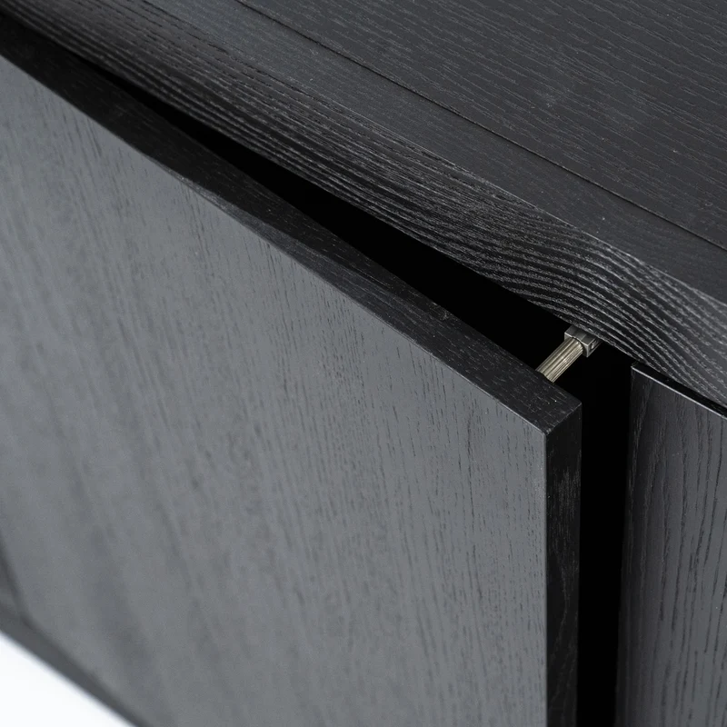 Schrank schwarz mit vier Türen, Wohnzimmerschrank schwarz Holz, Breite 120 cm
