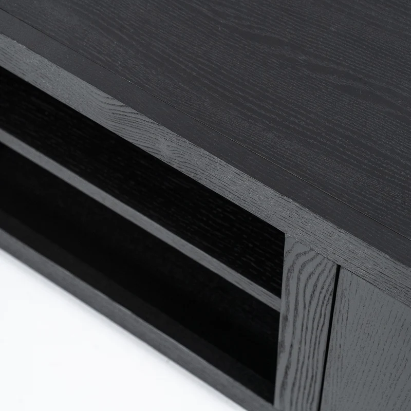 TV Schrank schwarz mit zwei Türen, Fernsehschrank schwarz Holz, Breite 160 cm